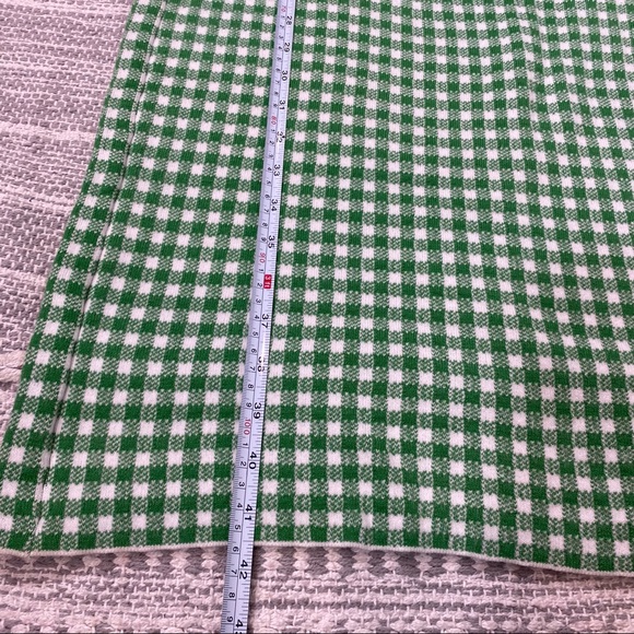 NEW Anthropologie Gingham Knit Mini Dress Green & White Check Stretch Mod Retro - Picture 10 of 12
